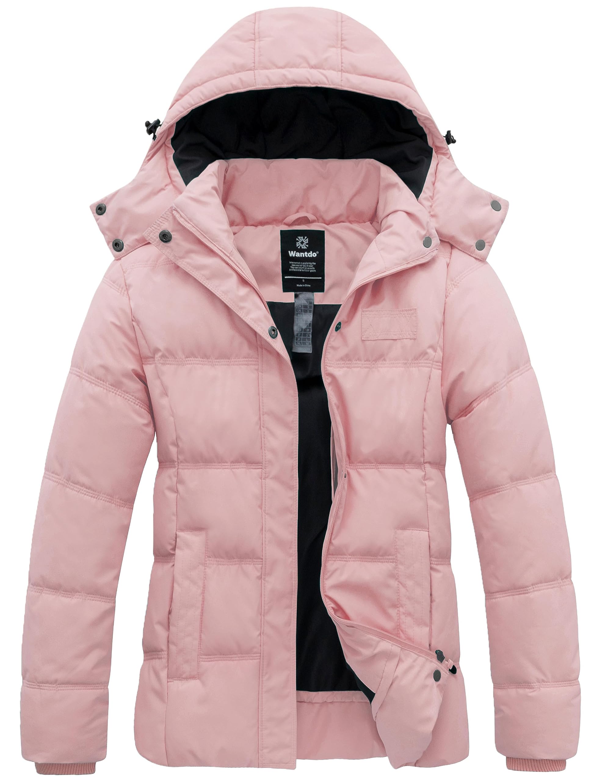 Wantdo Women's Hooded Warm Winter Coat Quilted Thicken Puffer Jacket with Removable Hood